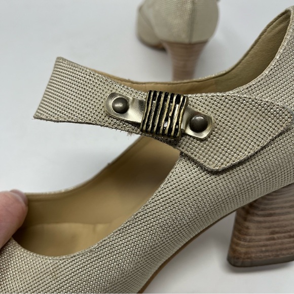 France Mode champagne Metallic Leather pumps with strap EU38.5 - Picture 7 of 13
